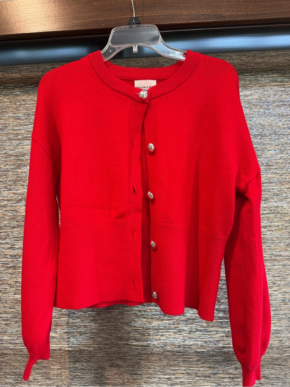 Women's Red Button-Front Knit Cardigan Sweater